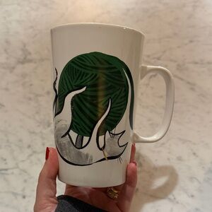 Starbucks Green and White Cat Mug